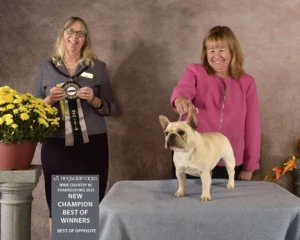 Women celebrating dog show victory